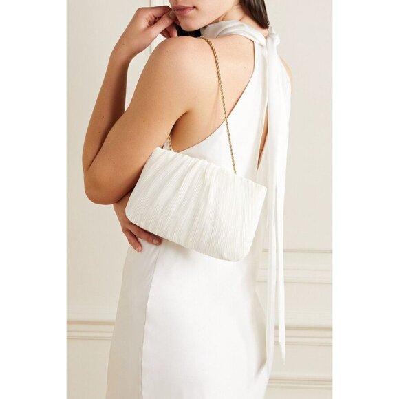Loeffler Randall Brit Flat Pleated Pouch in Pearl New Womens Clutch Shoulder - Picture 15 of 15
